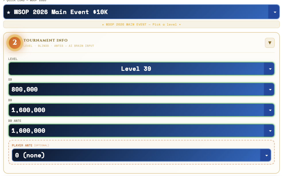 Tourney Buddy WSOP tournament intel screen